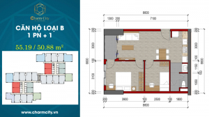 Căn hộ loại B (1PN + 1)