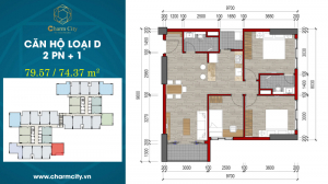 Căn hộ loại D (2PN + 1)
