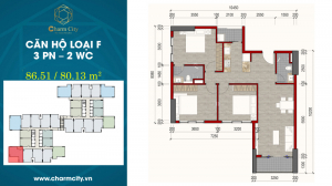 Căn hộ loại F (3PN - 2WC)